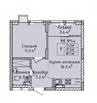1-комнатная квартира 40,7 м2 «Кварталы Немировича»