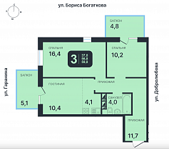 3-комнатная квартира 59,8 м2 ЖК «Никольский парк»