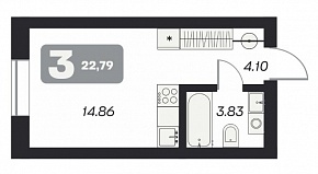 1-комнатная студия 22.79 м2 ЖК Квартал «Аэрон»