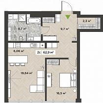 2-комнатная квартира 62.9 м2 ЖК «Berlin»