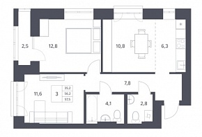 3-комнатная квартира 56.2 м2 ЖК «Новаторы»