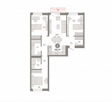 3-комнатная студия 90 м2 ЖК «Город на озере»