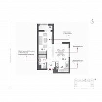 1-комнатная квартира 38,8 м2 ЖК «Нобель»