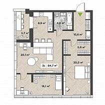 3-комнатная квартира 84.7 м2 ЖК «Berlin»