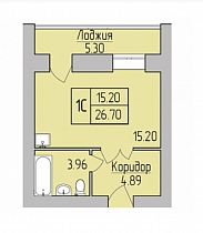 1-комнатная студия 26,7 м2 ЖК «Дивногорский»