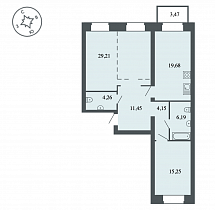 2-комнатная квартира 90,19 м2 ЖК «Спектр»