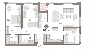 2-комнатная квартира 112 м2 ЖК «Город на озере»